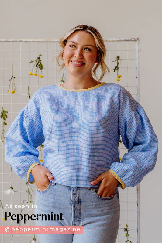 Heirloom Grid | Classic Blue | 100% Linen fabric