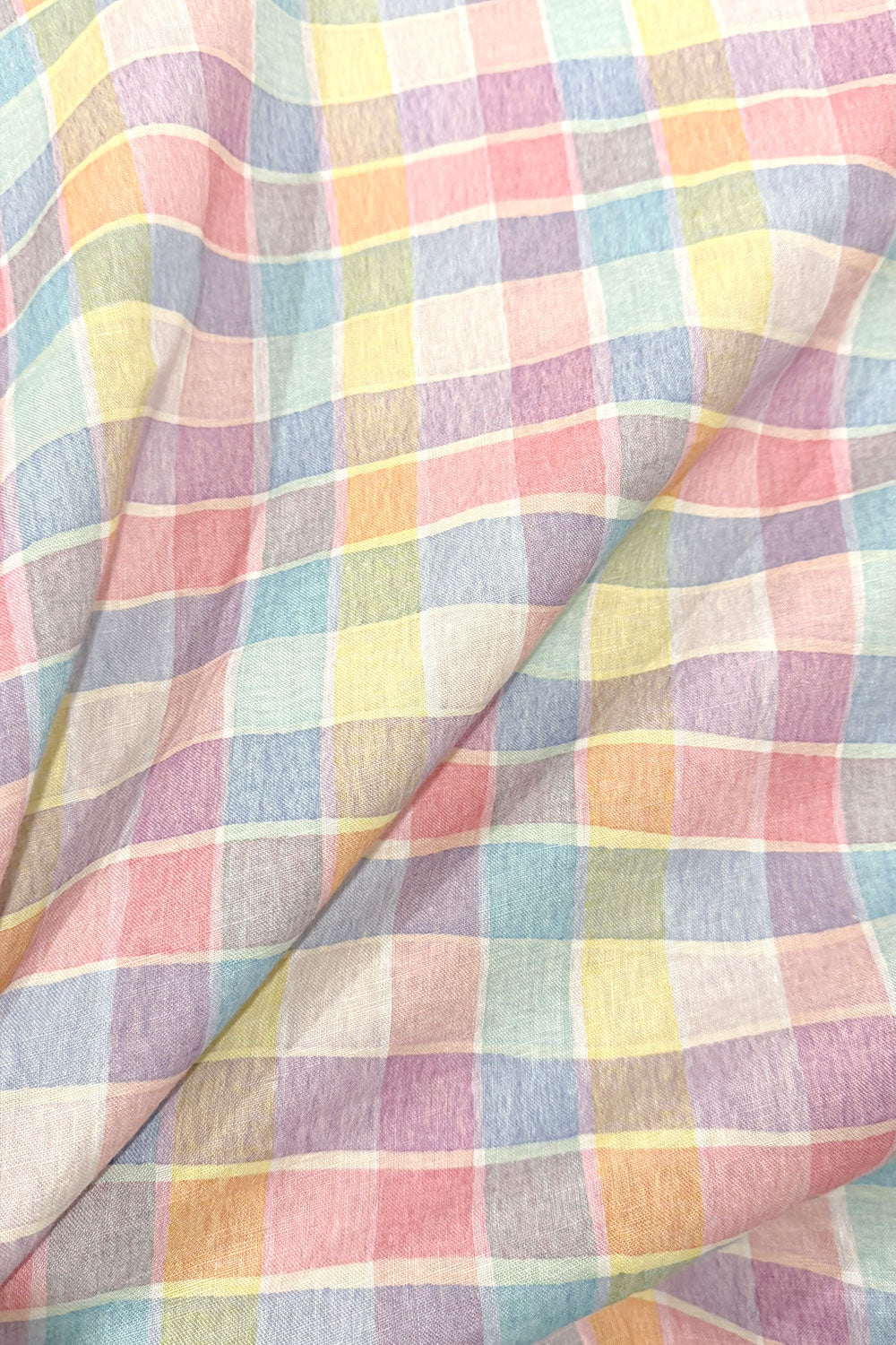 Picnic Plaid | Rainbow Sherbet | 100% Linen fabric