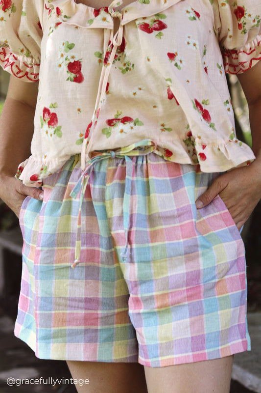 Picnic Plaid | Rainbow Sherbet | 100% Linen fabric