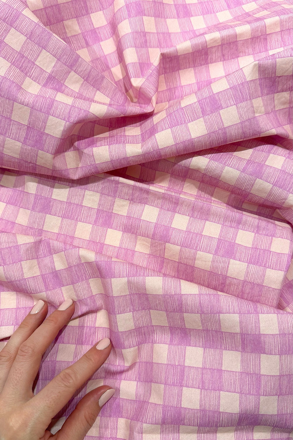 PRE-SALE Studio Gingham | Lilac Blush | 100% Cotton Percale Fabric