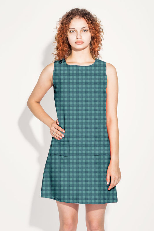 Studio Gingham | Teal | 100% Cotton Percale Fabric
