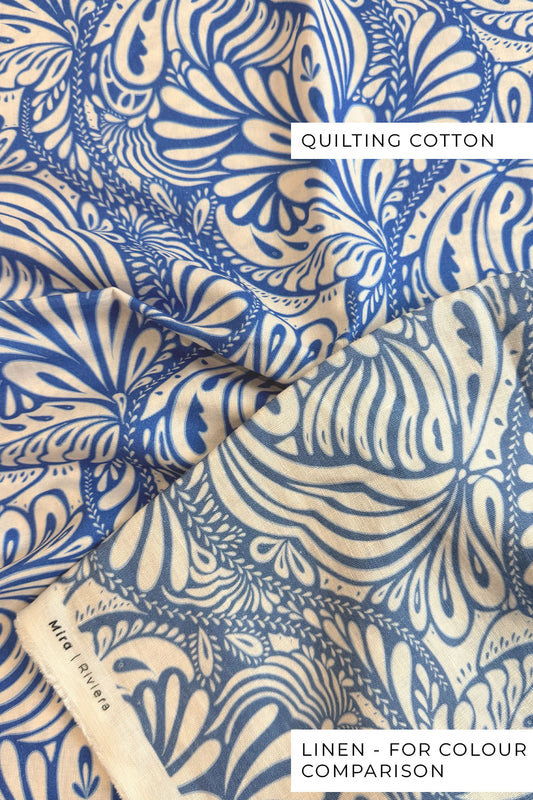 REMNANT 1M | Mira Riviera Blue | Quilting Cotton