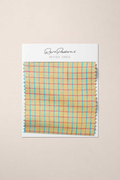 Heirloom Grid | Butter | 100% Linen fabric