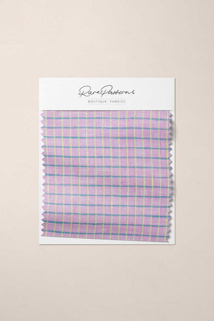 Heirloom Grid | Lilac Lemon | 100% Linen fabric
