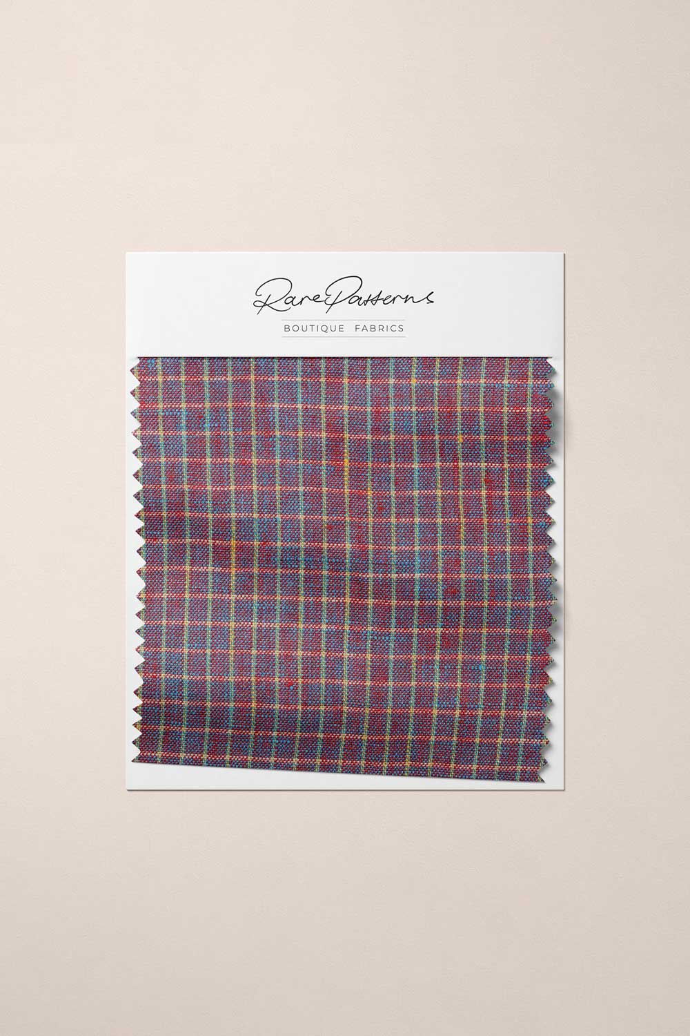 Heirloom Grid | Wine Shimmer | 100% Linen fabric
