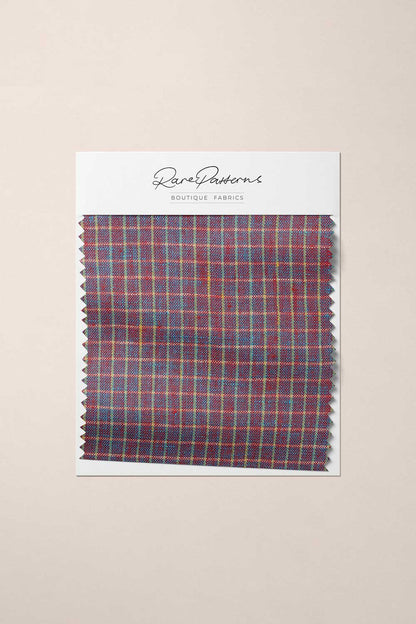 Heirloom Grid | Wine Shimmer | 100% Linen fabric