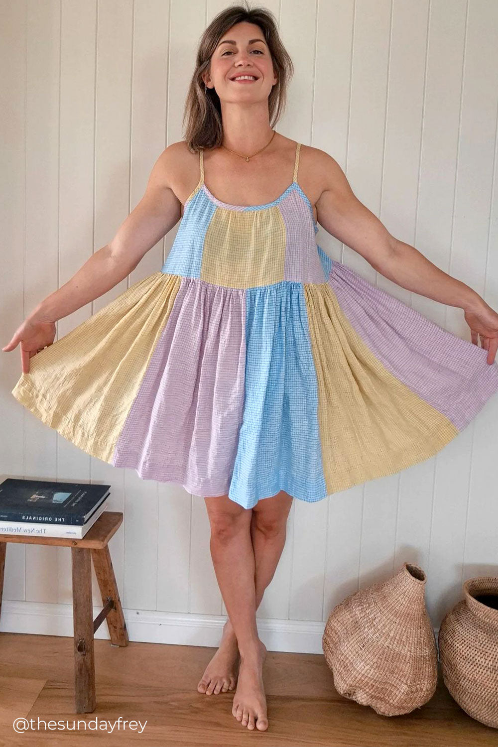 Heirloom Grid | Butter | 100% Linen fabric