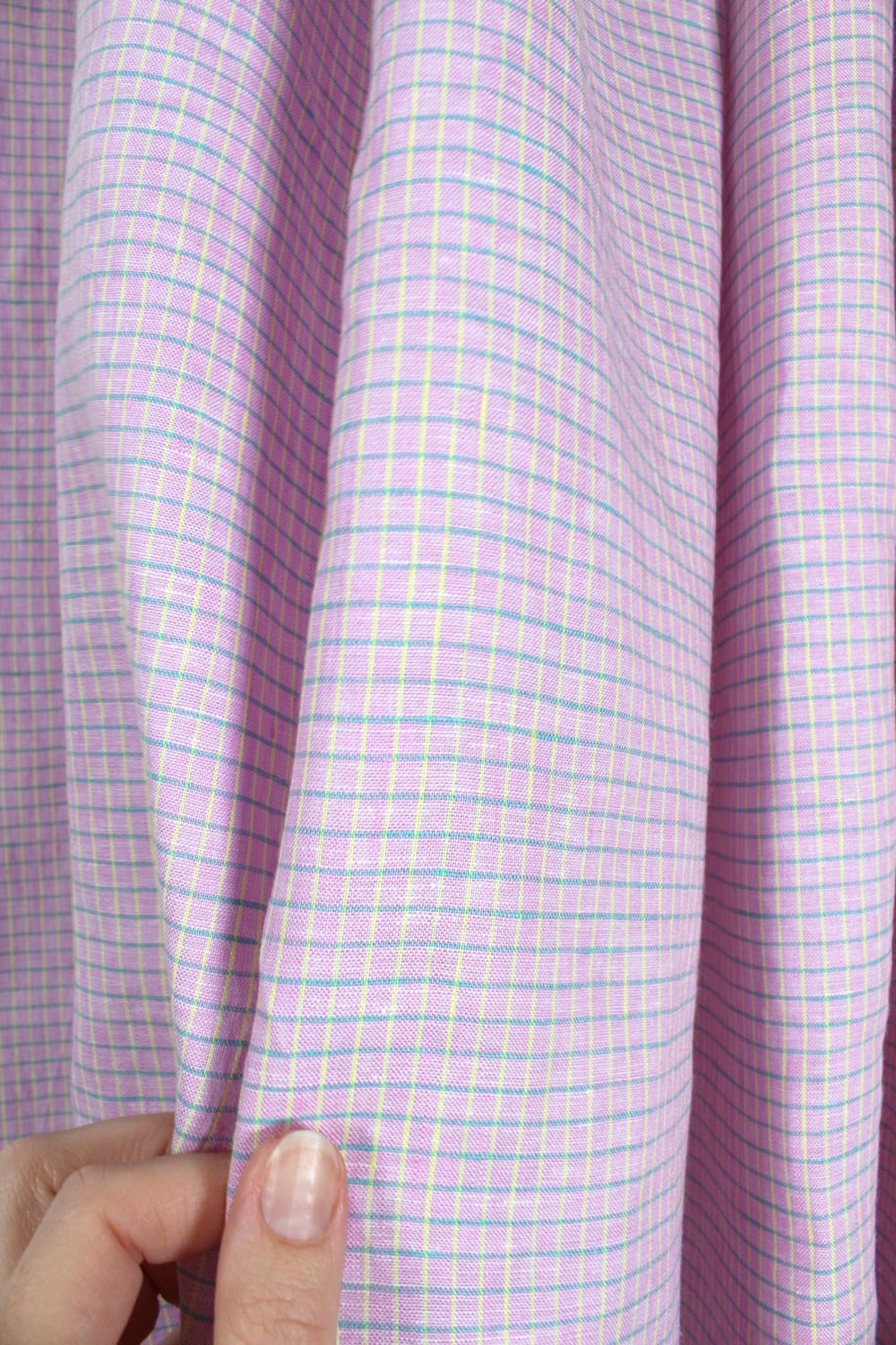 Heirloom Grid | Lilac Lemon | 100% Linen fabric