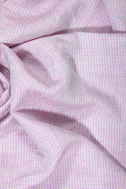 Heirloom Grid | Lilac Lemon | 100% Linen fabric