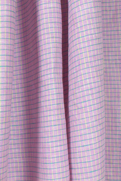 Heirloom Grid | Lilac Lemon | 100% Linen fabric