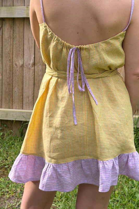 Heirloom Grid | Butter | 100% Linen fabric