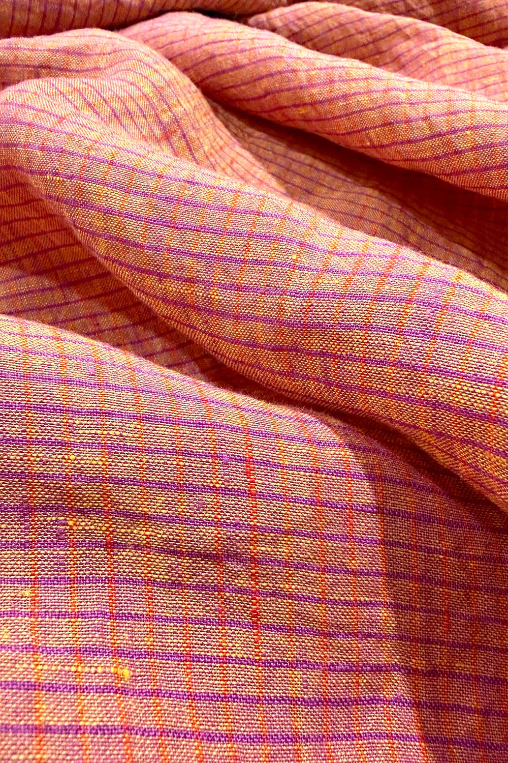 Heirloom Grid | Berry Shimmer | 100% Linen Fabric