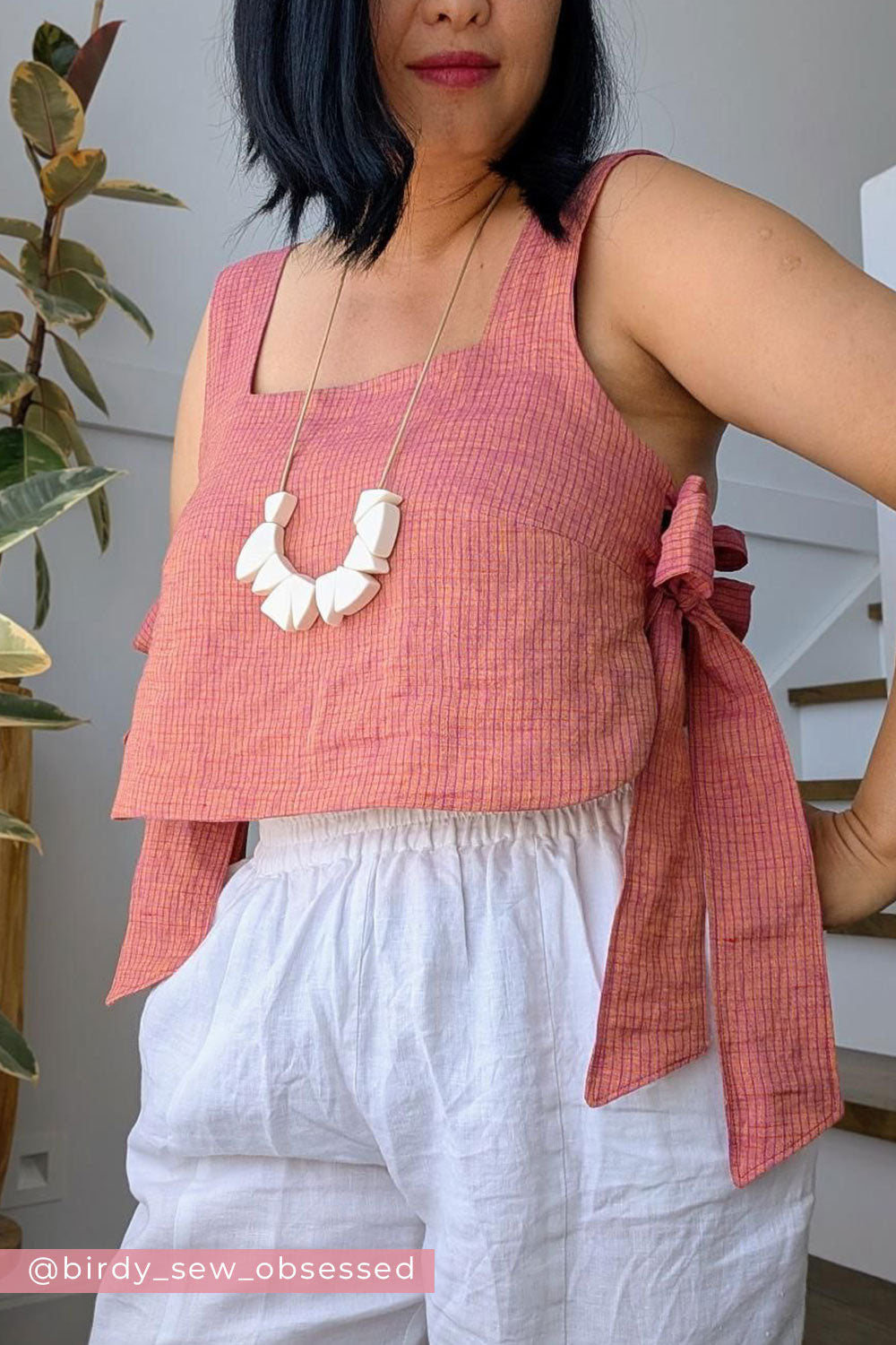 Heirloom Grid | Berry Shimmer | 100% Linen Fabric