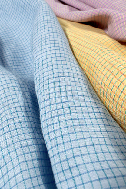 Heirloom Grid | Classic Blue | 100% Linen fabric
