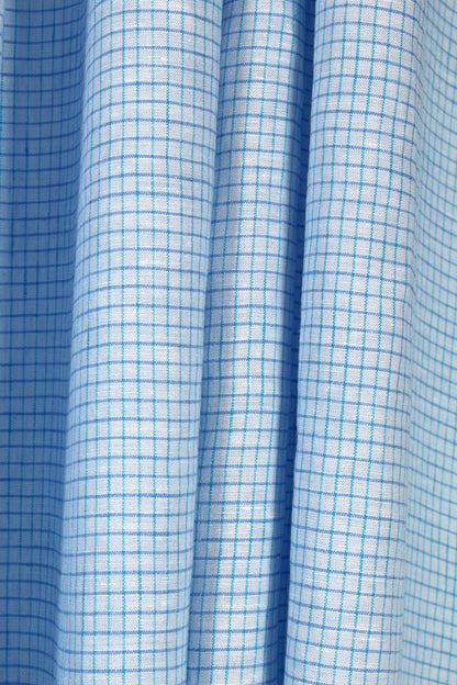 Heirloom Grid | Classic Blue | 100% Linen fabric