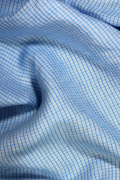 Heirloom Grid | Classic Blue | 100% Linen fabric