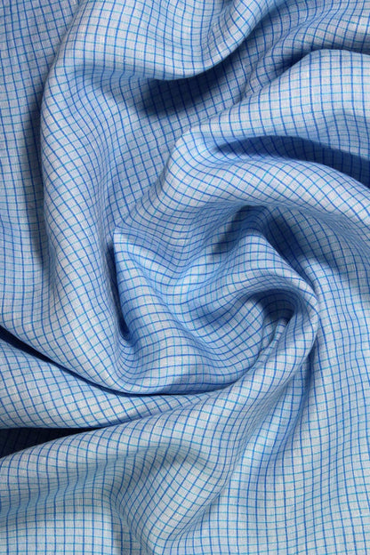 Heirloom Grid | Classic Blue | 100% Linen fabric