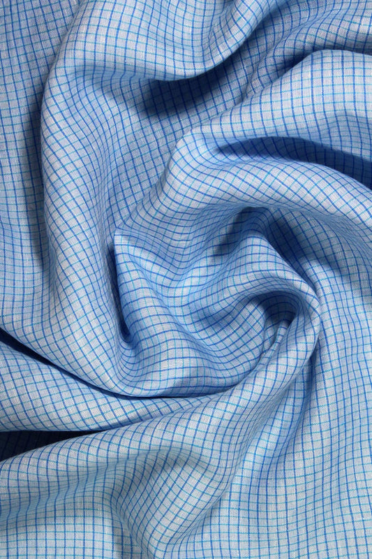 Heirloom Grid | Classic Blue | 100% Linen fabric