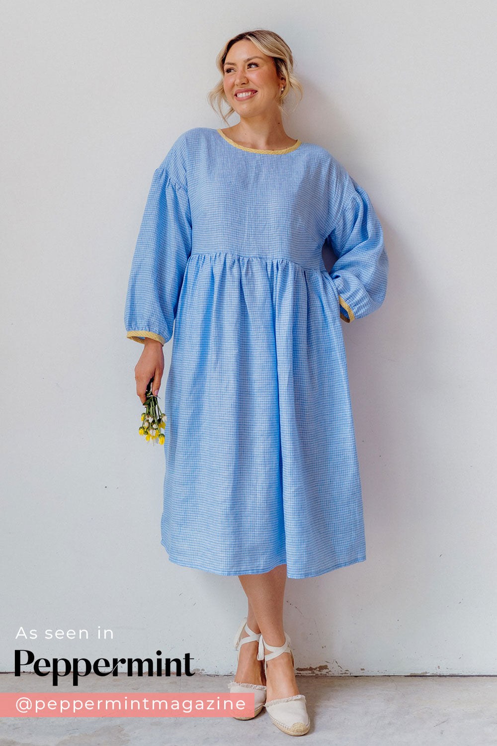 Heirloom Grid | Classic Blue | 100% Linen fabric