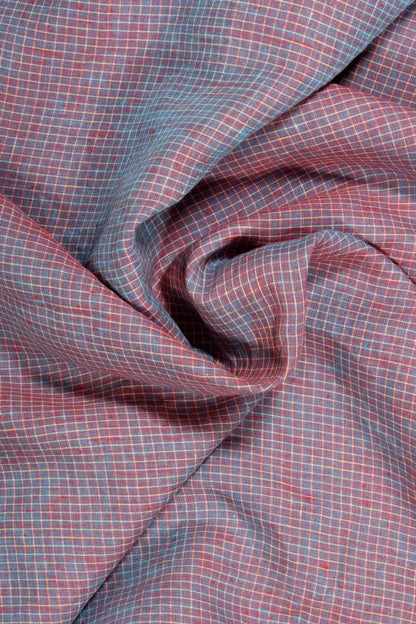 Heirloom Grid | Wine Shimmer | 100% Linen fabric