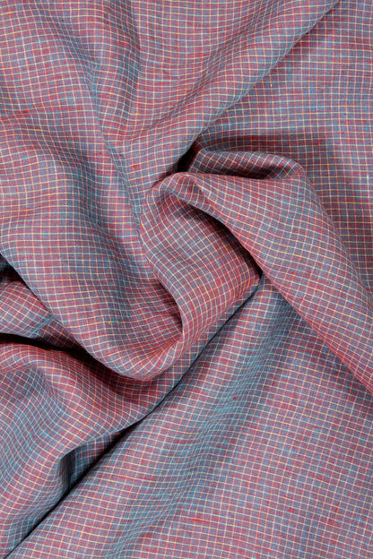 Heirloom Grid | Wine Shimmer | 100% Linen fabric