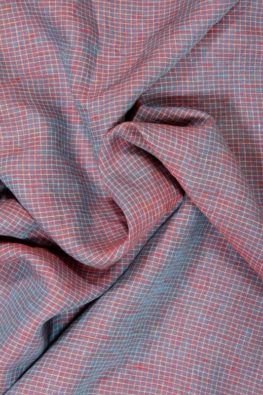 REMNANT 2M | Heirloom Grid Wine Shimmer | Woven Linen