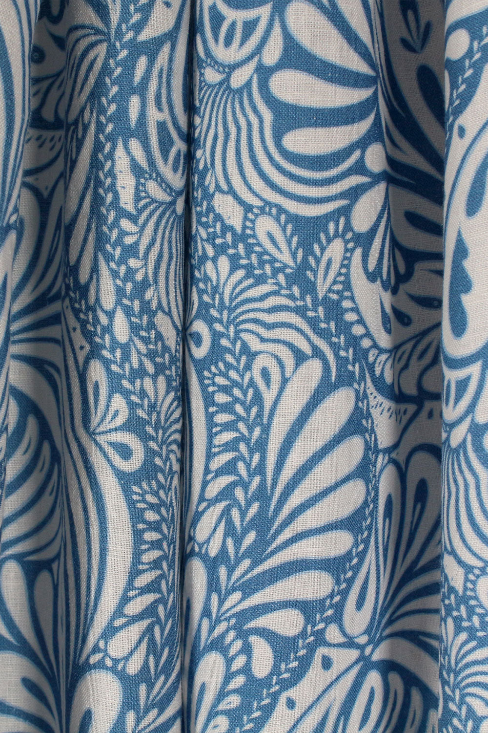 Close-up of blue and white patterned fabric