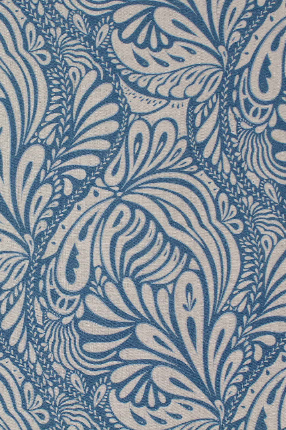 Blue and white floral patterned fabric
