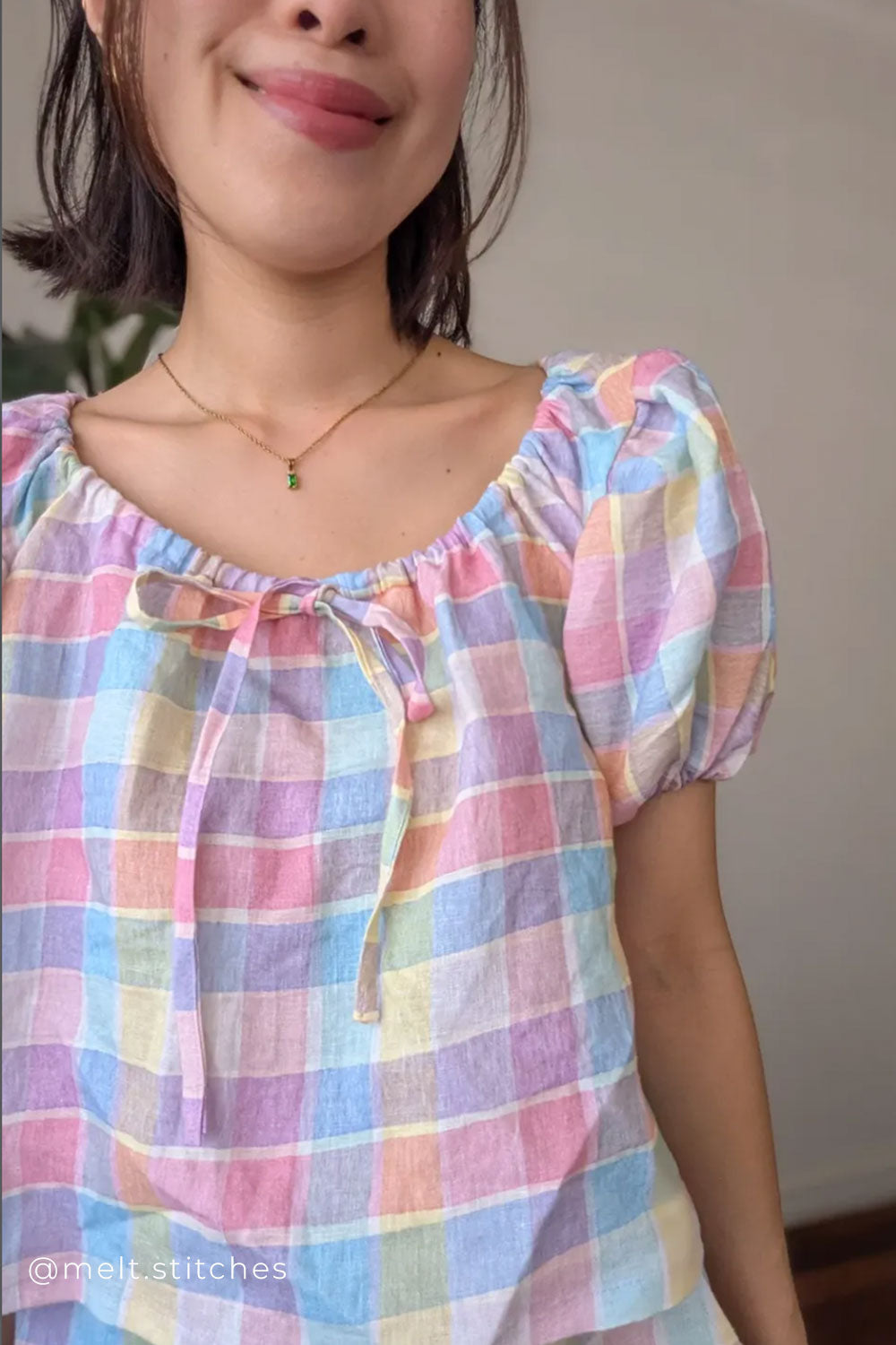 Picnic Plaid | Rainbow Sherbet | 100% Linen fabric