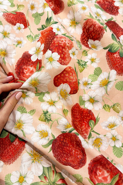 REMNANT 1M Strawberry Fields Sherbet | Cotton Percale