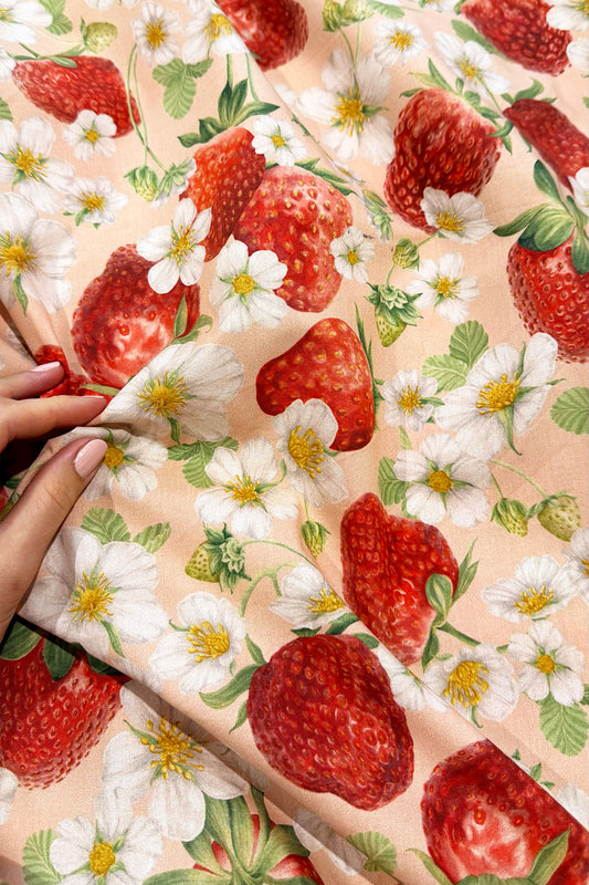 PRE-SALE Strawberry Fields | Sherbet | 100% Cotton Percale Fabric