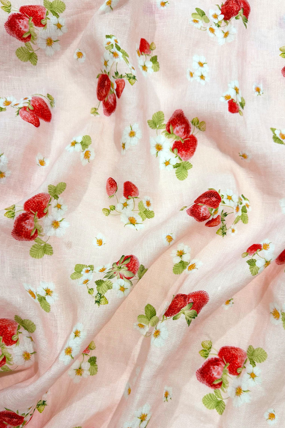 Strawberry Picnic | Pink Buttercream | 100% Linen fabric