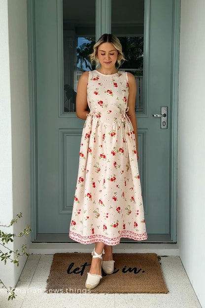 Strawberry Picnic | Pink Buttercream | 100% Linen fabric
