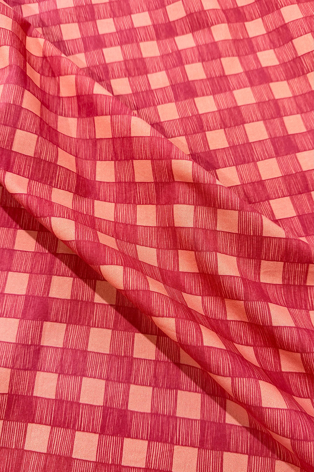 Studio Gingham | Berry Cream | 100% Cotton Percale Fabric