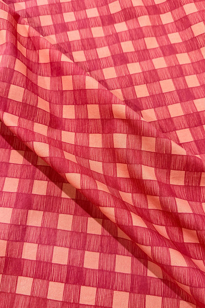 Studio Gingham | Berry Cream | 100% Cotton Percale Fabric