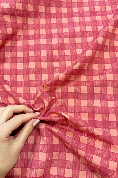 Studio Gingham | Berry Cream | 100% Cotton Percale Fabric