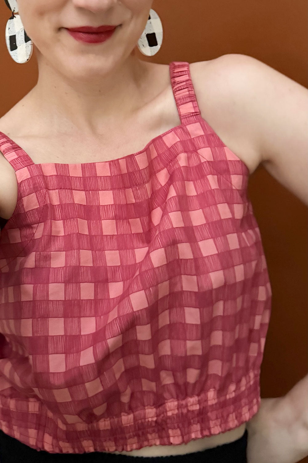 Studio Gingham | Berry Cream | 100% Cotton Percale Fabric