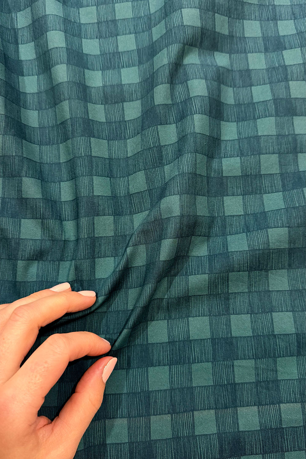 Studio Gingham | Teal | 100% Cotton Percale Fabric
