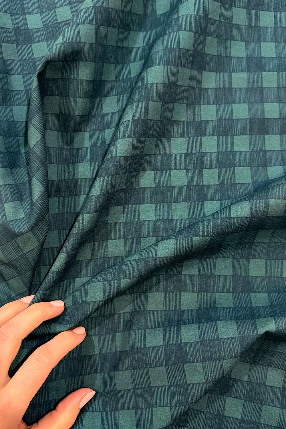Studio Gingham | Teal | 100% Cotton Percale Fabric