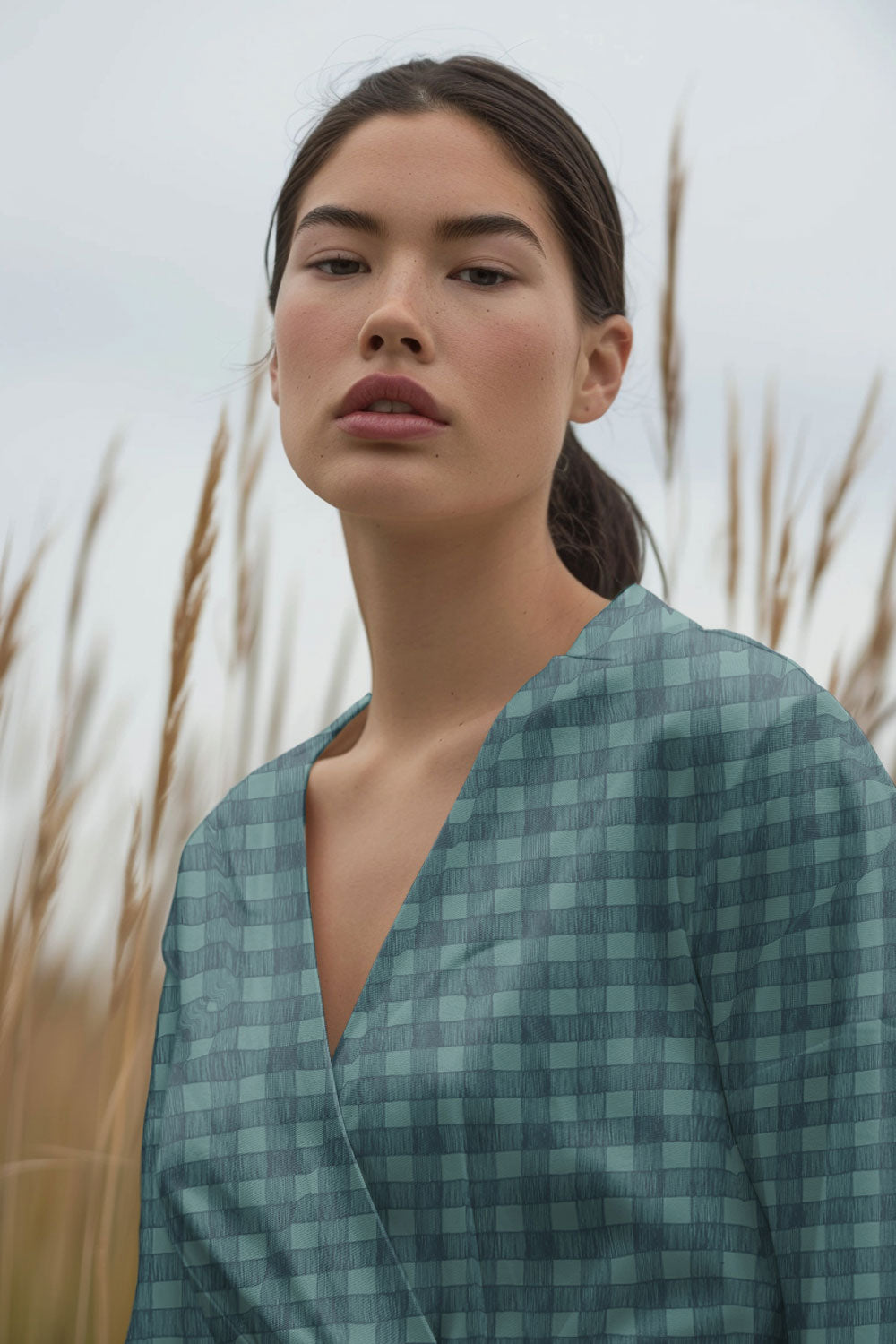 Studio Gingham | Teal | 100% Cotton Percale Fabric