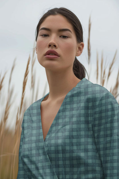 Studio Gingham | Teal | 100% Cotton Percale Fabric