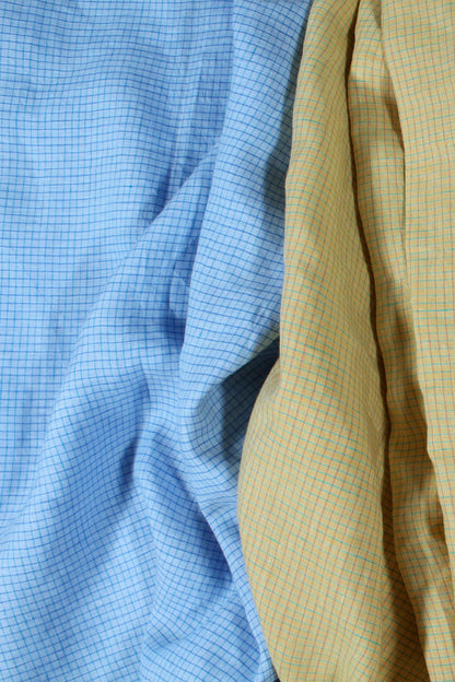 Heirloom Grid | Classic Blue | 100% Linen fabric