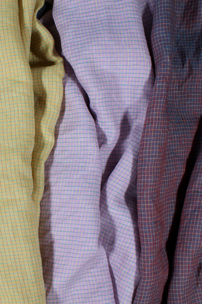 Heirloom Grid | Lilac Lemon | 100% Linen fabric