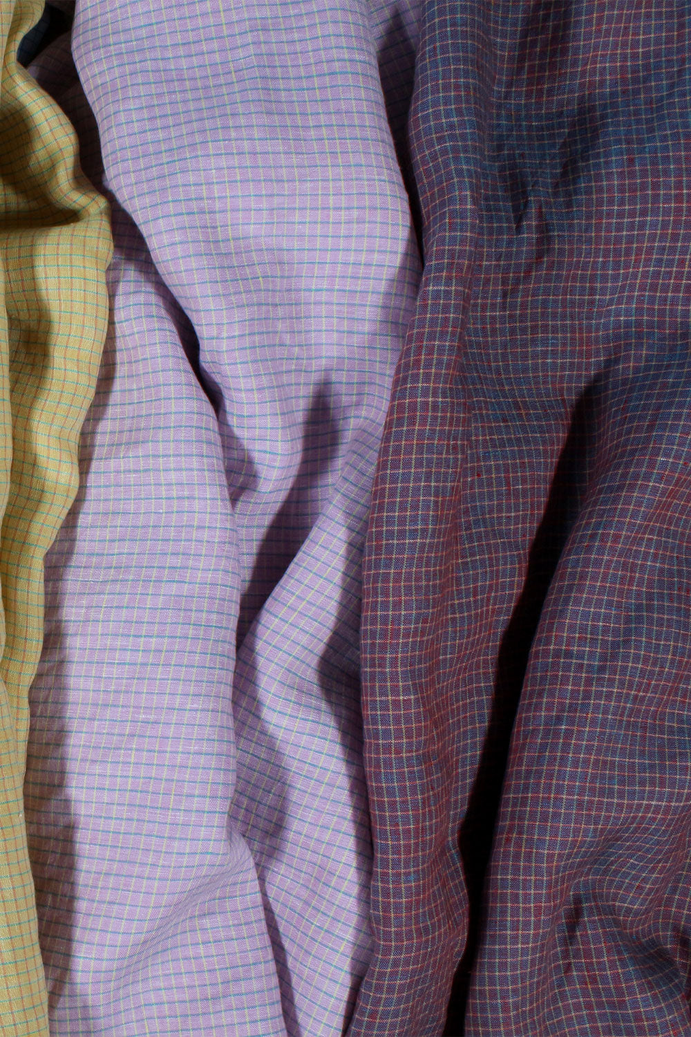 Heirloom Grid | Wine Shimmer | 100% Linen fabric