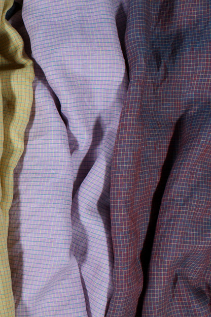 Heirloom Grid | Wine Shimmer | 100% Linen fabric