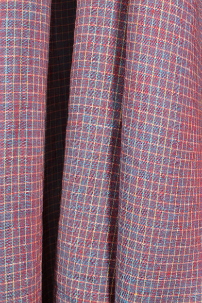 Heirloom Grid | Wine Shimmer | 100% Linen fabric