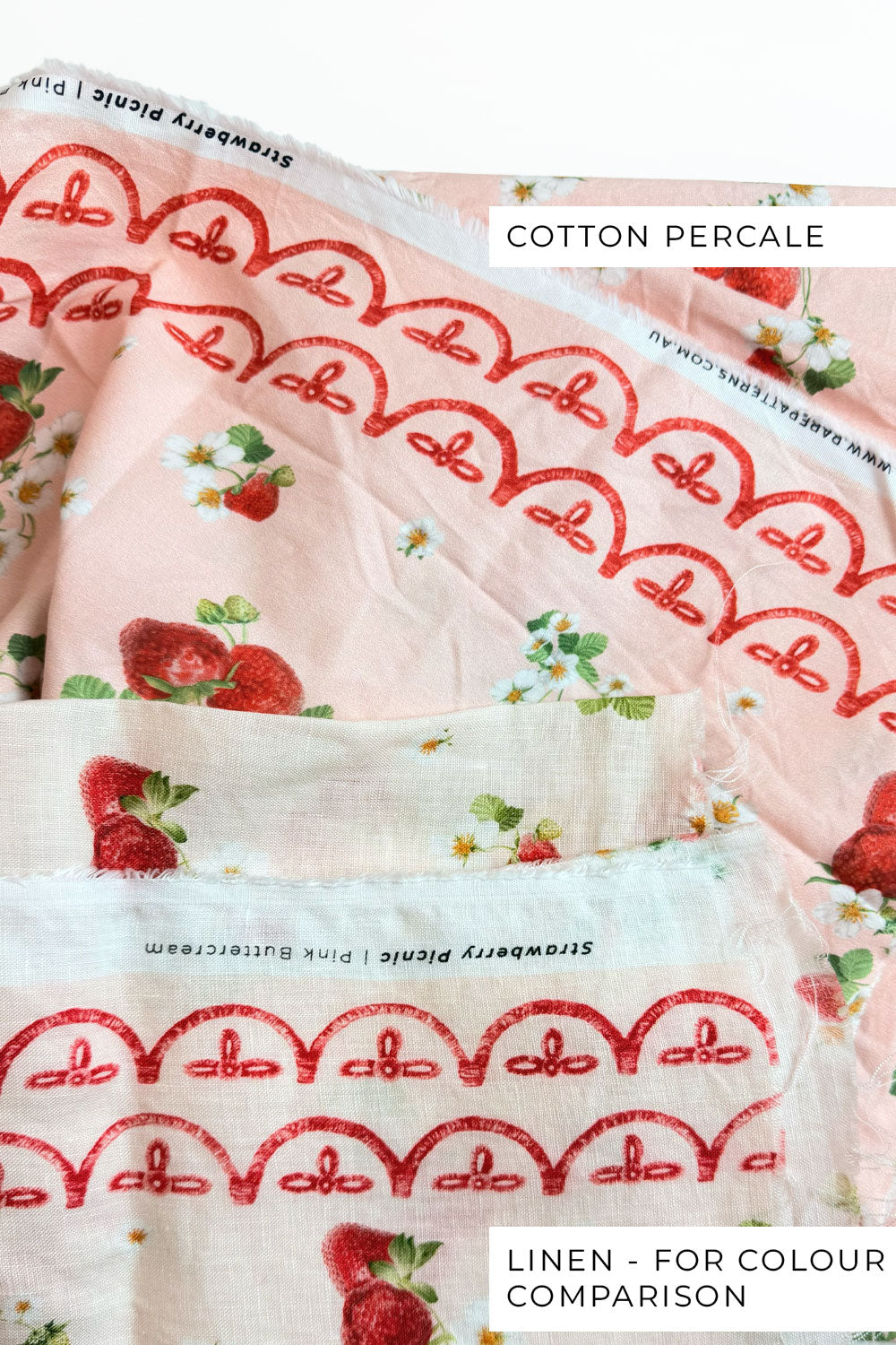 REMNANT 110cm Strawberry Picnic Pink Buttercream | Cotton Percale