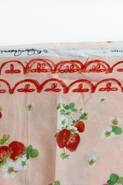 REMNANT 110cm Strawberry Picnic Pink Buttercream | Cotton Percale